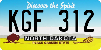 ND license plate KGF312
