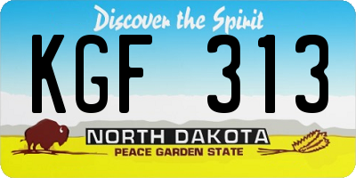 ND license plate KGF313
