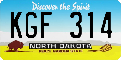 ND license plate KGF314