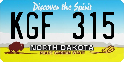 ND license plate KGF315