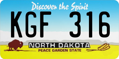 ND license plate KGF316