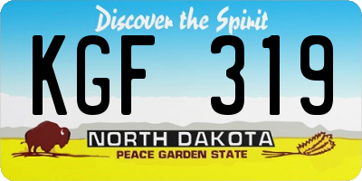ND license plate KGF319