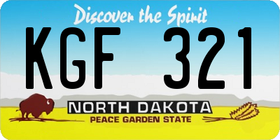 ND license plate KGF321