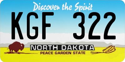 ND license plate KGF322
