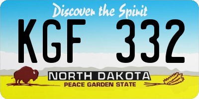 ND license plate KGF332