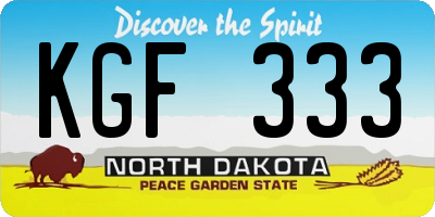 ND license plate KGF333