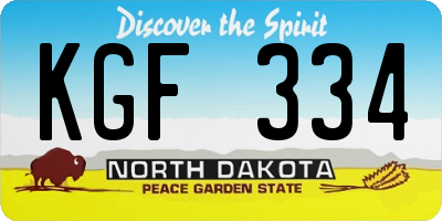 ND license plate KGF334