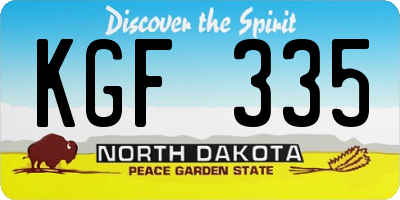 ND license plate KGF335