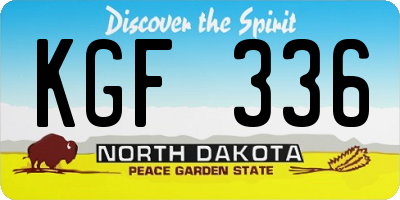 ND license plate KGF336