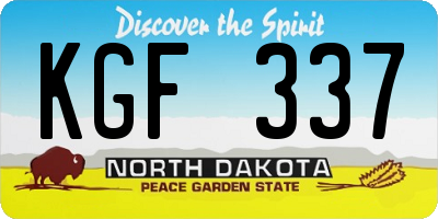 ND license plate KGF337