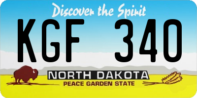 ND license plate KGF340