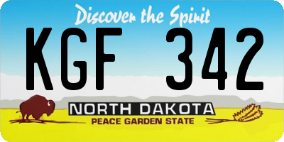 ND license plate KGF342