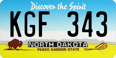ND license plate KGF343