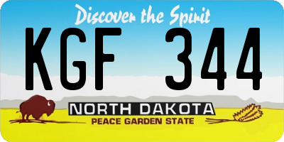 ND license plate KGF344