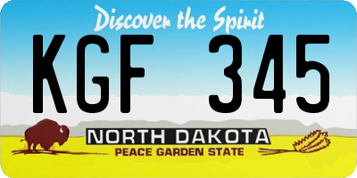 ND license plate KGF345