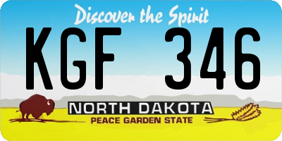 ND license plate KGF346