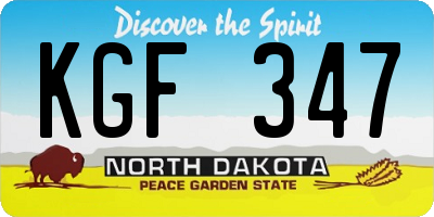 ND license plate KGF347