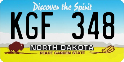 ND license plate KGF348