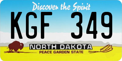 ND license plate KGF349