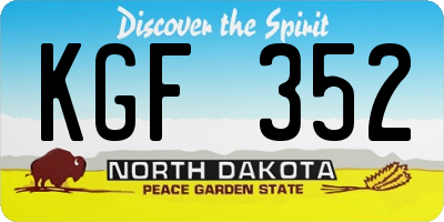 ND license plate KGF352