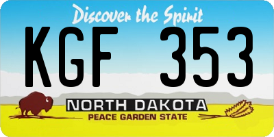 ND license plate KGF353