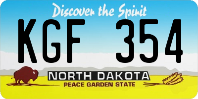 ND license plate KGF354
