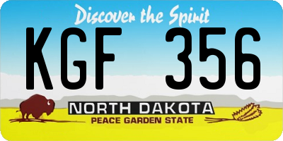 ND license plate KGF356