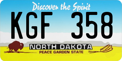 ND license plate KGF358