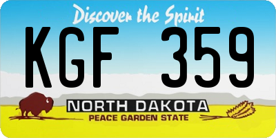 ND license plate KGF359