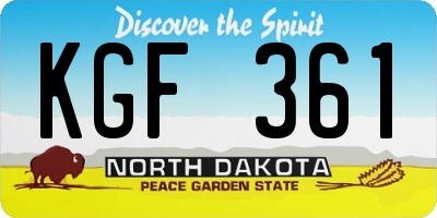 ND license plate KGF361