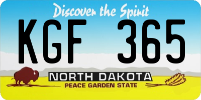 ND license plate KGF365