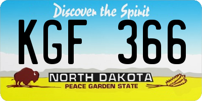 ND license plate KGF366