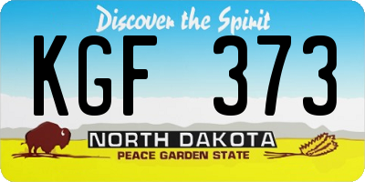 ND license plate KGF373