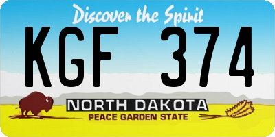 ND license plate KGF374
