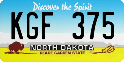 ND license plate KGF375