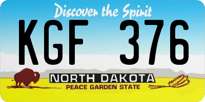 ND license plate KGF376