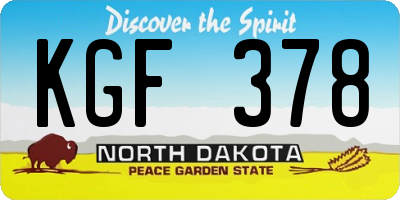 ND license plate KGF378