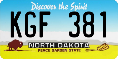 ND license plate KGF381