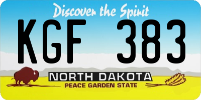 ND license plate KGF383