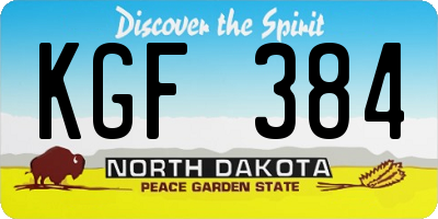 ND license plate KGF384