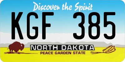 ND license plate KGF385