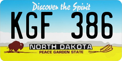 ND license plate KGF386