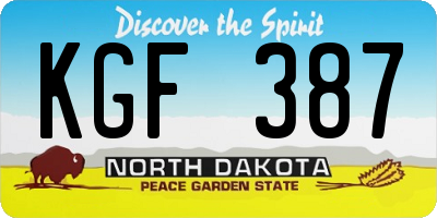 ND license plate KGF387