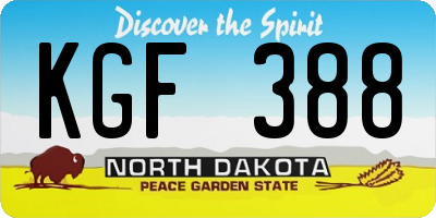 ND license plate KGF388