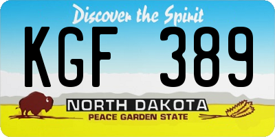 ND license plate KGF389
