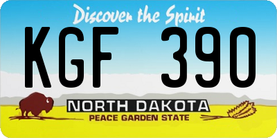 ND license plate KGF390