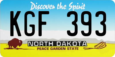 ND license plate KGF393