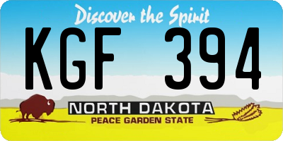 ND license plate KGF394