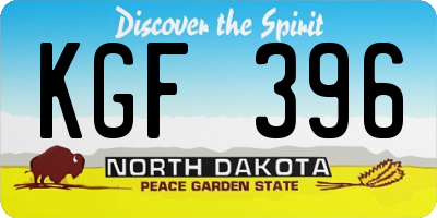 ND license plate KGF396