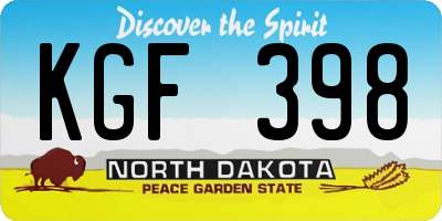 ND license plate KGF398